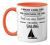 Stuff4 Sailing Gifts - in My Head Mug - Funny Gift for Sailing Lover Men Women - 11oz Premium Ceramic Dishwasher Safe Orange Handle Mugs Novelty Cup