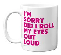 Stuff4 Sarcastic Eye Roll Mug - Bold Hot Pink Slogan Design - Playful Desk Humour for Coffee Breaks - 11oz Ceramic Gloss Mug