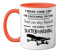 Stuff4 Skateboarding Gifts - in My Head Mug - Funny Gift for Skateboarding Lover Men Women - 11oz Premium Ceramic Dishwasher Safe Orange Handle Mugs Novelty Cup