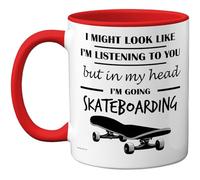 Stuff4 Skateboarding Gifts - in My Head Mug - Funny Gift for Skateboarding Lover Men Women - 11oz Premium Ceramic Dishwasher Safe Red Handle Mugs Novelty Cup