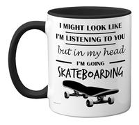 Stuff4 Skateboarding Gifts - in My Head Mug - Funny Gift for Skateboarding Lover Men Women - 11oz Premium Ceramic Dishwasher Safe Black Handle Mugs Novelty Cup