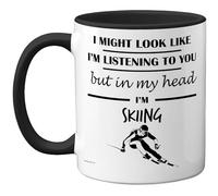 Stuff4 Skiing, in My Head Mug Black Handle