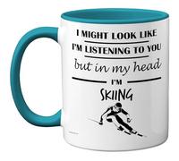Stuff4 Skiing, in My Head Mug Light Blue Handle