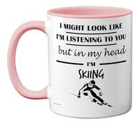 Stuff4 Skiing, in My Head Mug Pink Handle