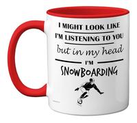 Stuff4 Snowboarding Gifts - in My Head Mug - Funny Gift for Snowboarding Lover Men Women - 11oz Premium Ceramic Dishwasher Safe Red Handle Mugs Novelty Cup