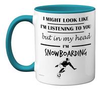 Stuff4 Snowboarding Gifts - in My Head Mug - Funny Gift for Snowboarding Lover Men Women - 11oz Premium Ceramic Dishwasher Safe Light Blue Handle Mugs Novelty Cup
