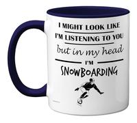 Stuff4 Snowboarding Gifts - in My Head Mug - Funny Gift for Snowboarding Lover Men Women - 11oz Premium Ceramic Dishwasher Safe Navy Blue Handle Mugs Novelty Cup