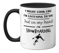 Stuff4 Snowboarding Gifts - in My Head Mug - Funny Gift for Snowboarding Lover Men Women - 11oz Premium Ceramic Dishwasher Safe Black Handle Mugs Novelty Cup