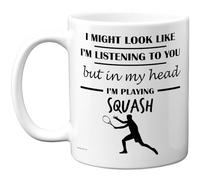 Stuff4 Squash Gifts - in My Head Mug - Funny Gift for Squash Lover Men Women - 11oz Premium Ceramic Dishwasher Safe White Handle Mugs Novelty Cup