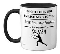 Stuff4 Squash Gifts - in My Head Mug - Funny Gift for Squash Lover Men Women - 11oz Premium Ceramic Dishwasher Safe Black Handle Mugs Novelty Cup