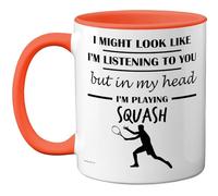 Stuff4 Squash Gifts - in My Head Mug - Funny Gift for Squash Lover Men Women - 11oz Premium Ceramic Dishwasher Safe Orange Handle Mugs Novelty Cup