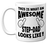 Step Dad Gift - Awesome Step Dad - Birthday Mug Present from Son Daughter, Fathers Day Mug Gifts, Christmas Day Secret Santa 11oz Ceramic Dishwasher Safe Coffee Cup
