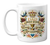 Stuff4 Step Dad Mug - Tattoo Trophy & Crown Design - Best Ever The Man The Myth Legend - 11oz Ceramic Gloss Mug