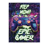 Stuff4 Step Mom Birthday Poster Unframed - Epic Gamer - Unique Happy Birthday for Step Mom Gifts from Son Daughter, 8x10 Inch Mothers Day Decor Decoration