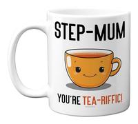 Stuff4 Step - Mum Mug - You're Tea - Riffic Slogan with Smiling Teacup - Fun Orange Accent for Mother's Day - 11oz Ceramic Gloss Mug