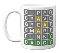 Stuff4 Super Brave Daddy Mug - Grid of Positive Words in Bold Colours - Fun Appreciation for Dad - 11oz Ceramic Gloss Mug