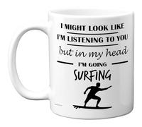 Stuff4 Surfing Gifts - in My Head Mug - Funny Gift for Surfing Lover Men Women - 11oz Premium Ceramic Dishwasher Safe White Handle Mugs Novelty Cup
