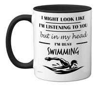 Stuff4 Swimming Gifts - in My Head Mug - Funny Gift for Swimming Lover Men Women - 11oz Premium Ceramic Dishwasher Safe Black Handle Mugs Novelty Cup