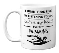 Stuff4 Swimming Gifts - in My Head Mug - Funny Gift for Swimming Lover Men Women - 11oz Premium Ceramic Dishwasher Safe White Handle Mugs Novelty Cup