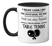 Stuff4 Table Tennis, in My Head Mug | Funny Gift for Table Tennis Lover Women and Men, 11oz Premium Ceramic Dishwasher Safe Black Handle Mugs Novelty Cup