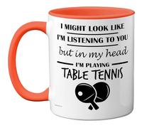 Stuff4 Table Tennis, in My Head Mug | Funny Gift for Table Tennis Lover Women and Men, 11oz Premium Ceramic Dishwasher Safe Orange Handle Mugs Novelty Cup