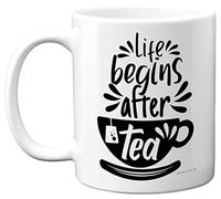 Tea Gifts - Life Begins After Tea - Dad Birthday Mug Present from Son Daughter, Fathers Day Mug Gifts, Christmas Day Dad Secret Santa Gift, 11oz Ceramic Dishwasher Safe Coffee Cup