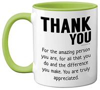 Stuff4 Thank You Mug - Gift for Best Friend, Leaving Gifts for Colleagues Boss Friends Men Women, Thank You Teacher Mug, 11oz Green Handle Ceramic Premium Leaving Men Women