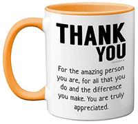 Stuff4 Thank You Mug - Gift for Best Friend, Leaving Gifts for Colleagues Boss Friends Men Women, Thank You Teacher Mug, 11oz Yellow Handle Ceramic Premium Mugs, Leaving Gifts for Men Women