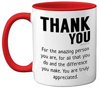 Stuff4 Thank You Mug - Gift for Best Friend, Leaving Gifts for Colleagues Boss Friends Men Women, Thank You Teacher Mug, 11oz Red Handle Ceramic Premium Leaving Men Women