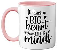 Stuff4 Thank You Teacher Mug, Big Hearts Shape Little Minds, Gift for Best Friend, Mum or Dad 11oz Pink Ceramic Mugs Dishwasher Safe, Leaving Gifts for Men Women - Expertly Made in The UK