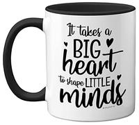 Stuff4 Thank You Teacher Mug, Big Hearts Shape Little Minds, Gift for Best Friend, Mum or Dad 11oz Black Ceramic Mugs Dishwasher Safe, Leaving Gifts for Men Women - Expertly Made in The UK