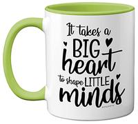 Stuff4 Thank You Teacher Mug, Big Hearts Shape Little Minds, Gift for Best Friend, Mum or Dad 11oz Green Ceramic Mugs Dishwasher Safe, Leaving Gifts for Men Women - Expertly Made in The UK