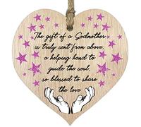 Stuff4 The Wooden Heart Plaque Of A Godmother, Godmother Gift