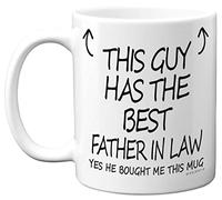 Stuff4 This Guy Has The Best Father in Law Mug - Father in Law Gifts, 11oz Ceramic Dishwasher Safe Coffee Mugs - Son Gifts for Birthday, Christmas Day Presents Gift, Premium Cup Made UK