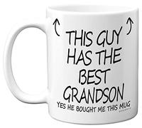 Stuff4 This Guy Has The Best Grandson Mug - Grandson Gifts, 11oz Ceramic Dishwasher Safe Coffee Mugs - Grandpa Grandad Gifts for Birthday, Christmas Fathers Day Present Gift, Premium Cup - Made in UK