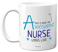 Stuff4 This is What an Awesome Nurse Looks Like Mug with Blue Lettering 11oz Ceramic Dishwasher Safe Premium Mugs Gifts for Nurses, Nurse Gifts, Student Nurse Gifts