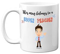 Stuff4 This Mug Belongs to A Super Teacher, 11oz Ceramic Dishwasher Safe Premium Mugs, Thank You Teacher Gifts, Teacher Mug, Cute Mugs, Teacher Gifts