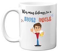 Stuff4 This Mug Belongs to A Super Uncle Mug, 11oz Ceramic Dishwasher Safe Premium Uncle Gifts, Birthday Gifts, Best from Niece and Nephew