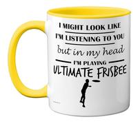 Stuff4 Ultimate Frisbee Gifts - in My Head Mug - Funny Gift for Ultimate Frisbee Lover Men Women - 11oz Premium Ceramic Dishwasher Safe Yellow Handle Mugs Novelty Cup