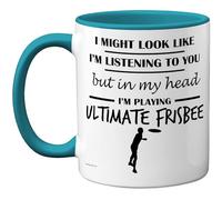 Stuff4 Ultimate Frisbee Gifts - in My Head Mug - Funny Gift for Ultimate Frisbee Lover Men Women - 11oz Premium Ceramic Dishwasher Safe Light Blue Handle Mugs Novelty Cup