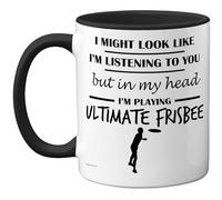 Stuff4 Ultimate Frisbee Gifts - in My Head Mug - Funny Gift for Ultimate Frisbee Lover Men Women - 11oz Premium Ceramic Dishwasher Safe Black Handle Mugs Novelty Cup