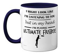 Stuff4 Ultimate Frisbee Gifts - in My Head Mug - Funny Gift for Ultimate Frisbee Lover Men Women - 11oz Premium Ceramic Dishwasher Safe Navy Blue Handle Mugs Novelty Cup
