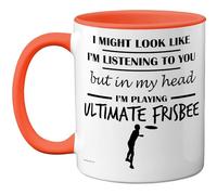 Stuff4 Ultimate Frisbee Gifts - in My Head Mug - Funny Gift for Ultimate Frisbee Lover Men Women - 11oz Premium Ceramic Dishwasher Safe Orange Handle Mugs Novelty Cup