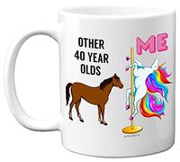 Stuff4 Unicorn Pole Dancing Mugs - Funny 40th Birthday Gifts for Women & Men, 11oz White Ceramic, Dishwasher Safe