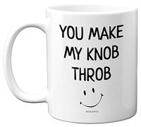 Valentines Girlfriend Gifts - You Make My Knob Throb Valentine Mug Cup - Birthday Presents for Wife Husband Boyfriend, Funny Gift Anniversary Mug for Her, 11oz Ceramic Mugs Dishwasher Safe