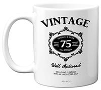 Stuff4 Vintage 75th Birthday Mug with Black Lettering, 11oz Ceramic Dishwasher Safe Premium Mugs, 75th Birthday Gifts for Men, Gifts for a 75 Year Old Man, Mugs for him