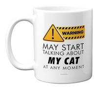 Stuff4 Warning Cat Lover Mug, Bold Yellow Sign with Playful Slogan