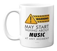 Stuff4 Warning Music Mug, Bold Yellow Sign with Humorous Text