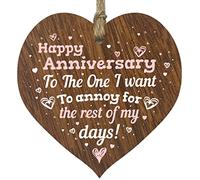 Stuff4 Wedding Anniversary Wooden Heart Plaque, Dark Wood Sign Keepsake