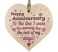 Stuff4 Wedding Anniversary Wooden Heart Plaque, Light Wood Sign Keepsake, Annoy, Celebrate Anniversary Wife Husband Boyfriend Girlfriend, Plaque with Quotes Gifts from the Kids
